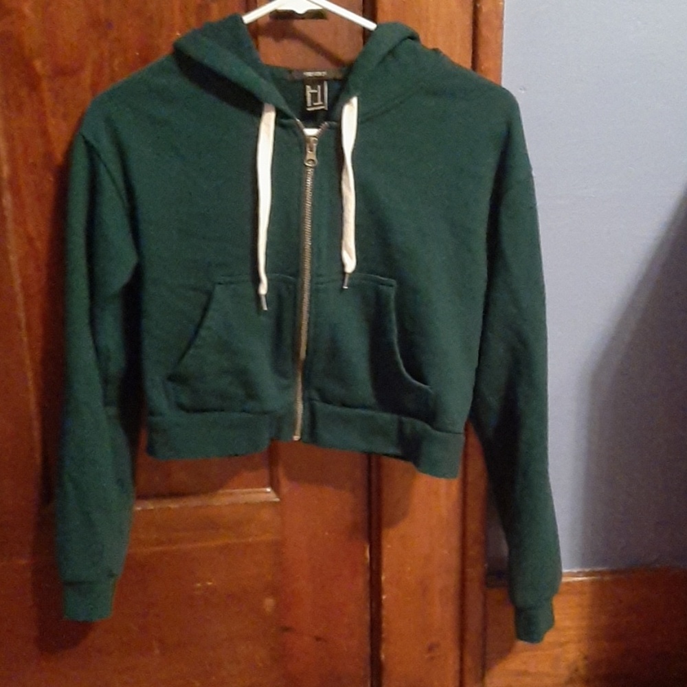 Cropped zip up hoodie